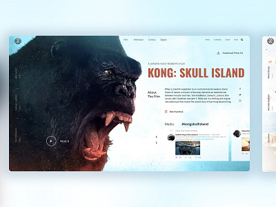 Legendary blue film flat kong modern movies pure redesign social media feed style uidesign web website white