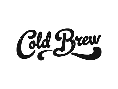 Cold Brew black bottle coffee label logo package packaging script texture typography worn
