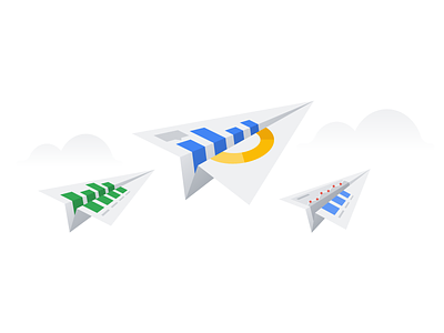 Google Reporting Illustration google illustration paper airplane plane report share stats vector