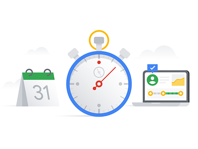 Google Speed Vs. Quality Illustration calendar google illustration stopwatch vector