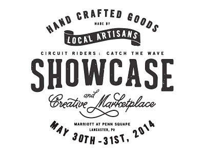 Showcase! black event promo script serif texture type typography vintage