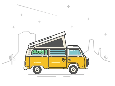 Westy bus desert illustration van vw vw bus vw van west westfalia westy