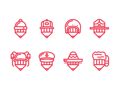 Hat Party beanie hat icon iconography illustration logo mark pencil ranger sombrero