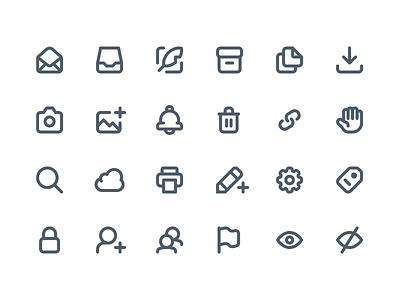 24px Icons app bell camera cloud email icon set iconography icons line product