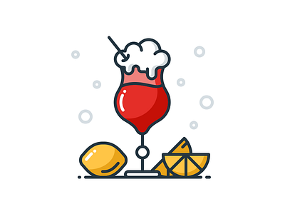 Mocktail cocktail drink fruit fun icon illustration outline red smoothie stroke summer vector