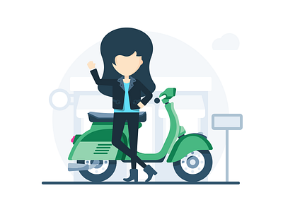 Segment 01 flat illustration motorcycle person scooter segment vector vespa woman