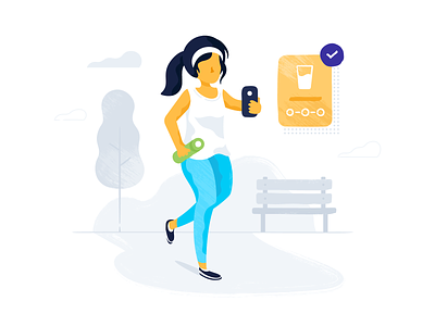 Achieving Health Goals design device exercise fitness goals health iconography illustration person running vector