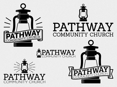 Pathway Church Logo Concepts banner black branding church concept design icon lamp lantern light logo museo sanchez texture vintage