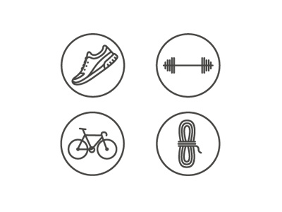 Activities Icon Set bike fitness icon iconography icons line minimal rope simple sports weight