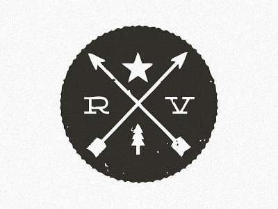 Roanoke, VA arrow badge black circle deming forest indian insignia logo retro star tree type vintage x