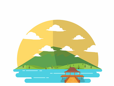 Lake ranau animation colorful design flat illustraion illustration illustration art illustrations minimal vector