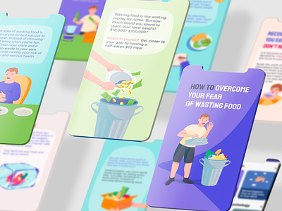 illustrations for the mobile app app branding donating eating flat food healthy lifestyle icon illustration iphone meal mindfulness mobile app nutrition saving food saving money ui ux vector web