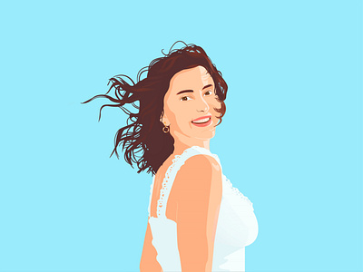 Portrait of a girl brees brown eyes brown hair design girl illustration portrait smile vector white dress window woman