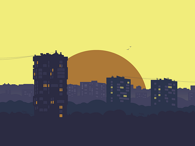 Twilight city borough city dawn daybreak downtown dusk gloaming illustration nightfall silhouette sundown sunrise sunset town twilight vector