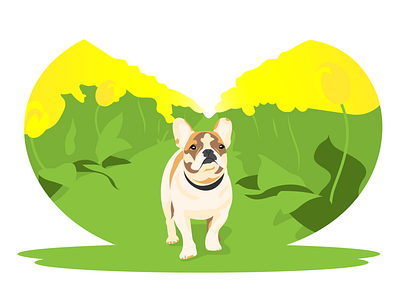 French bulldog april bloom blossom bulldog dog flower french bulldog illustration spring springtime tulip tulips vector