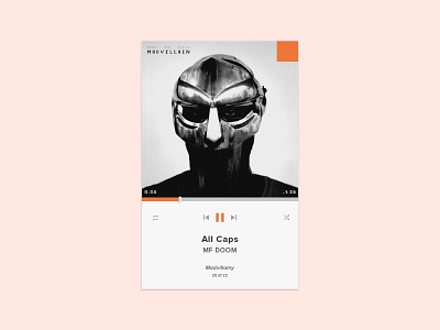 Day 005 - Music Player artist card clean flat hip hop mf doom minimal music ui user interface ux widget