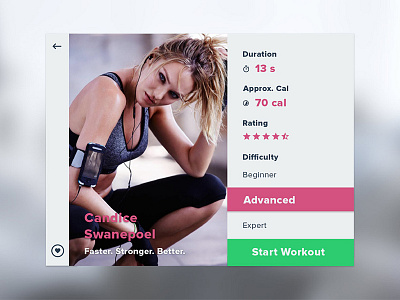 Day 008 - Fitness Card fitness flat interface minimal model sport ui clean user ux widget workout