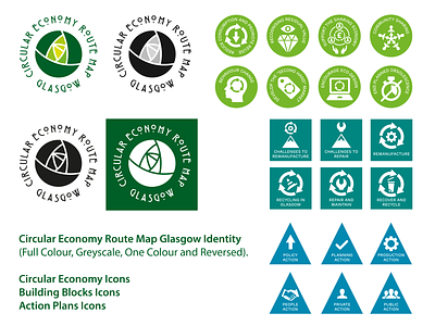 Circular Economy Route Map Glasgow Identity/Icons branding graphic design icons identity logo vector