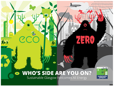 Sustainable Glasgow Eco Vs Zero branding illustration