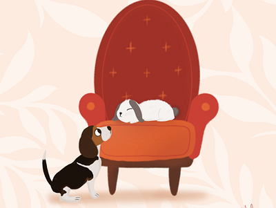 Puppy and bunny animal beagle bunny cute design dog illustration illustrator art procreate rabbit