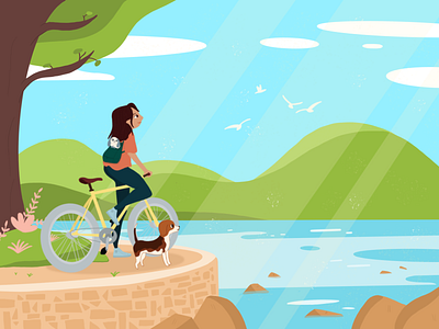 Voyage voyage animal beagle bike cute design illustration illustrator art procreate travel