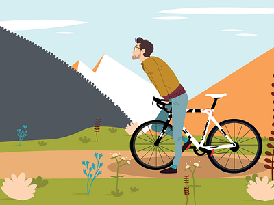 Bike boy bike boy forest illustration illustrator illustrator art mountain