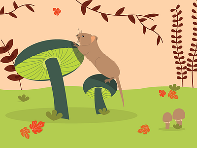 Mushrooms day cute forest illustration illustrator illustrator art mouse mushroom