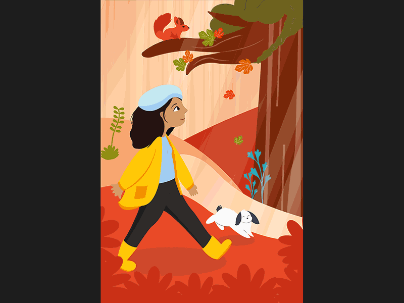 Hello Autumn animal cute design forest girl illustration illustrator illustrator art rabbit vector