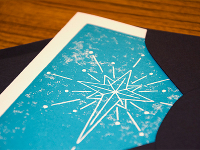 Christmas Star block blue christmas french hand made holiday linocut merry navy new year print speckle