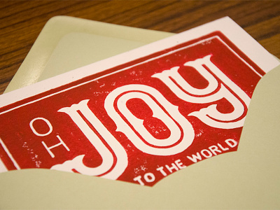 Joy to the World! block christmas french green hand made holiday linocut merry new year print red speckle