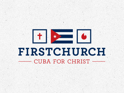 Firstchurch Logo bible blue christ country cross cuba fire flag logo missions red