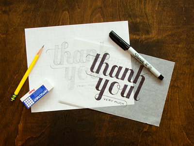 Thank You Very Much black hand lettering ink pencil sharpie sketch type typography