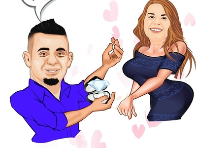 will you marry me cartoon portrait