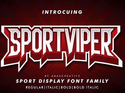 Sport Viper | SPORT DISPLAY FONT auto automobile automotive branding car design esport esport logo esportlogo esports fast font fonts illustration speed sport sports sports design typeface