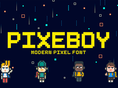 Pixeboy Pixel Font 8bit 8bit art branding branding design display font font fonts game logo minecraft font pixel pixelart stylish typeface vector