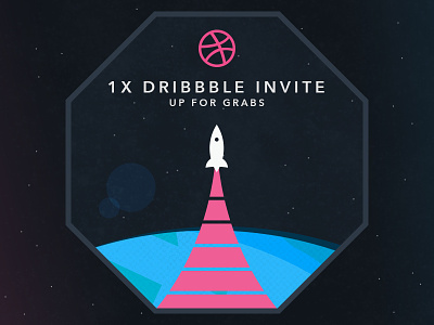 Dribbble Invite colors contest dribbble flat future invitation invite nasa retro rocket space typography
