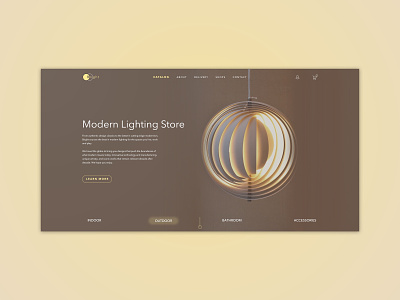 Lighting Store "Bright" aftereffects bright brown first screen light lighting main mainpage material design minimalism onlinestore orange rounded shapes ui ui ux ux yellow