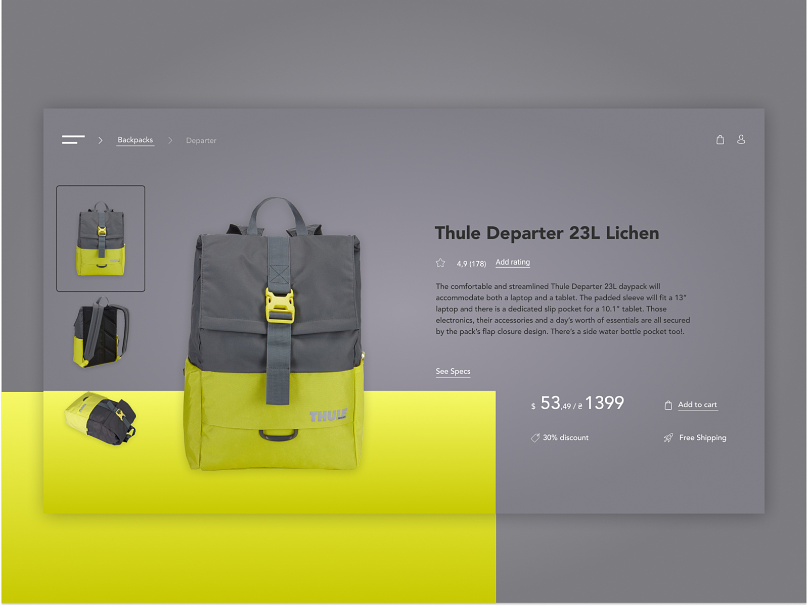 Thule Backpack Departer 23L by Aleksandra Bushmina on Dribbble