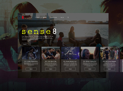 Concept UI Design for Sense8 | Netflix app concept creative dashboard design display films full fullpage ios iphone movies netflix page responsive ui ux watch web websites