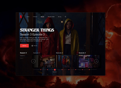 Concept UI Design for Stranger Things | Netflix app concept creative dashboard design display films full fullpage iphone movies netflix page responsive ui ux watch web website websites