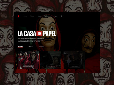 Concept UI Design for La Casa De Papel | Netflix