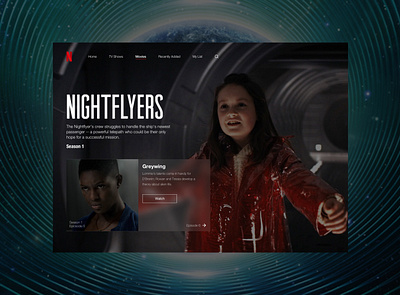 Concept UI Design for Nightflyers | Netflix concept creative dark dashboard design display film full fullpage ios iphone movie netflix nightflyers page responsive ui ux watch web