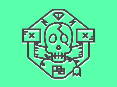 An icon font badge bright font gray green icon neon outline skull stoke type