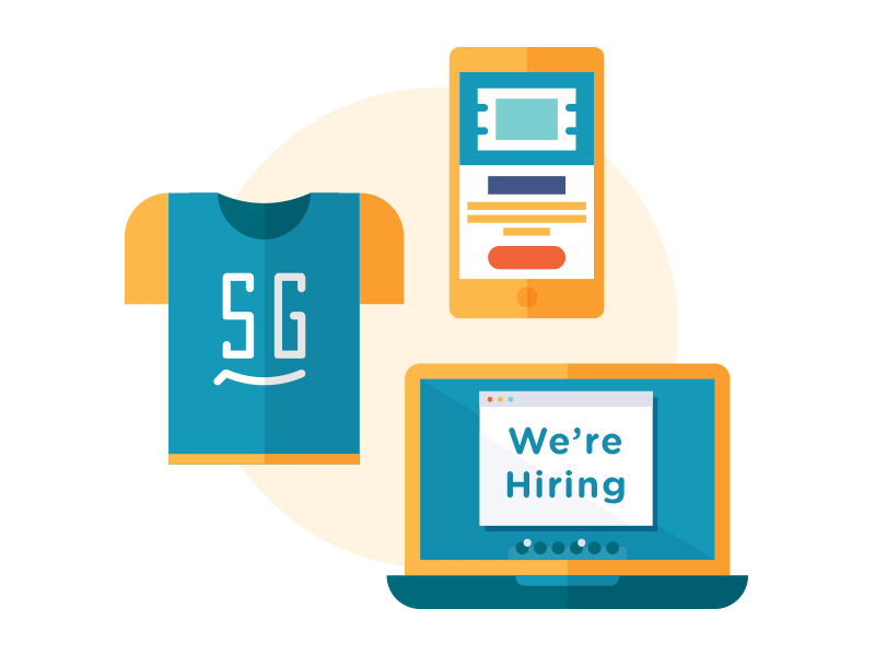SeatGeek is Hiring! seatgeek hiring apply illustration icons laptop shirt phone email swag designer marketing