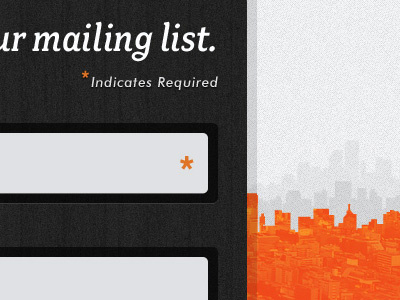 Subscribe city form list mailing orange texture type