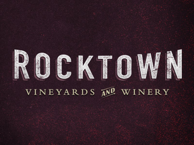 Rocktown and concept logo purple red rock texture town vineyard wine winery