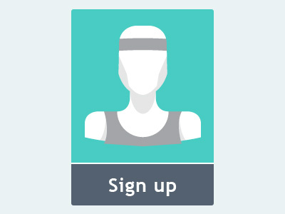 Player blue box gray green illustrate player pro sign up white