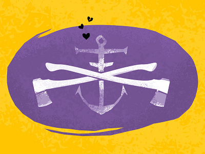 Can you feel it? anchor axe heart illustration love purple texture yellow