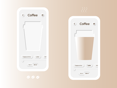 Ordering a coffee in a neumorphic app design minimal neumorphic ui