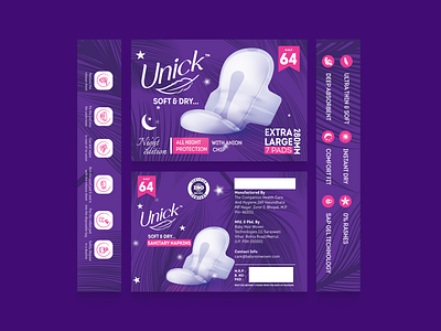 Unick packaging brandidentity branding logo design logodesign package design packaging design pad periods sanitary pad wrapper design